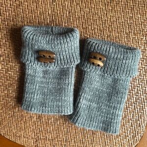 Grey boot topper leg warmer with wooded beads